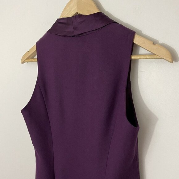 Elie Tahari Sonya Dress Sz 2 Eggplant Purple Wool Silk Fitted Cowl Neck $448 NWT - Picture 9 of 16